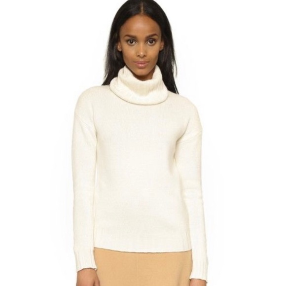 Creamy Ivory Turtleneck Sweater Classic Knit Pullover Oversized Warm‎ - Picture 1 of 7